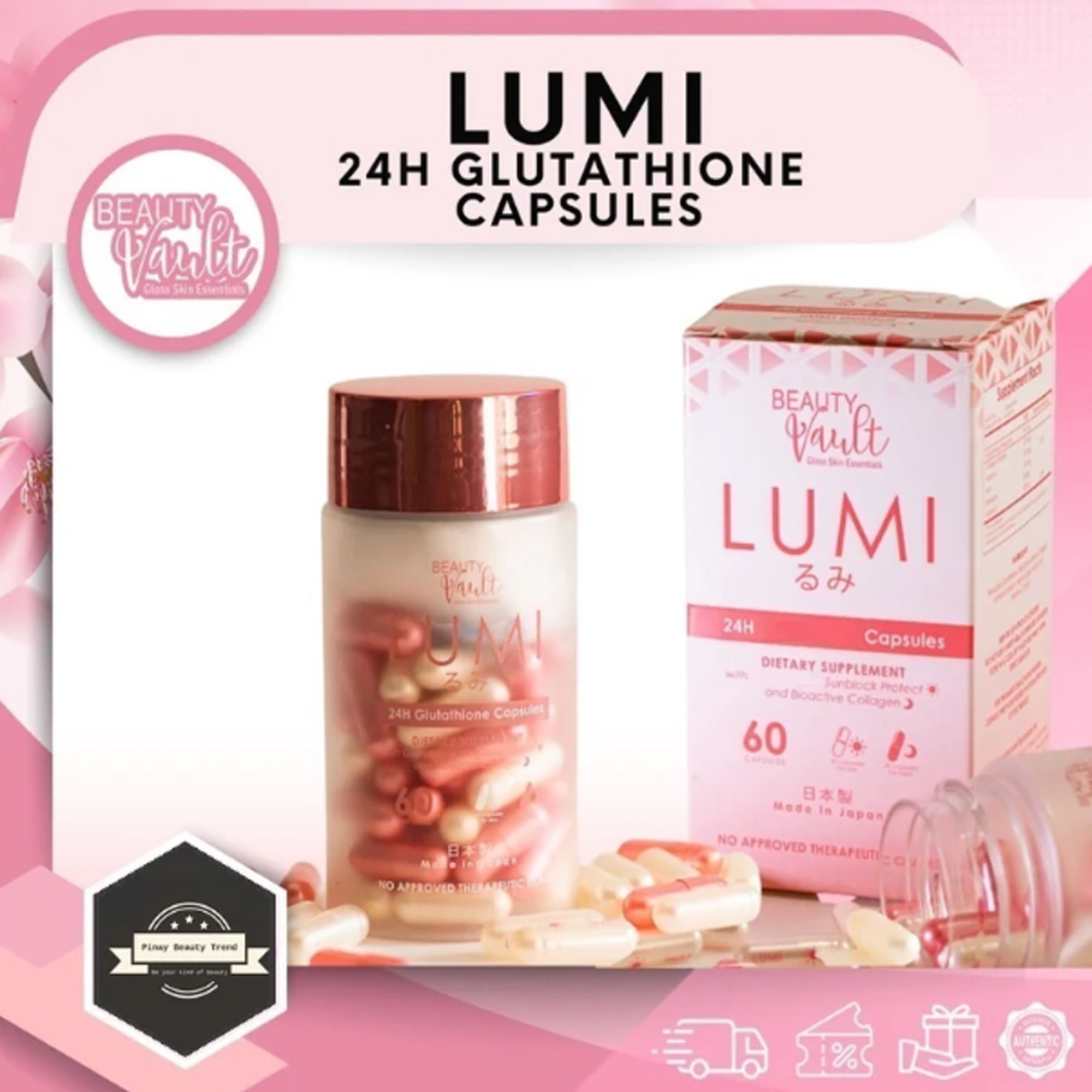Beauty Vault LUMI 24H Glutathione Capsules