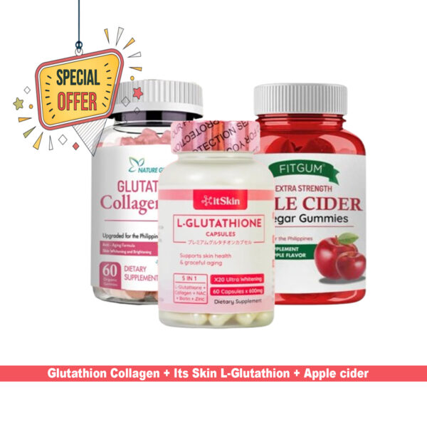 Special Package Glutathione Strawberry + its Skin L-Glutathione + Apple Cider  