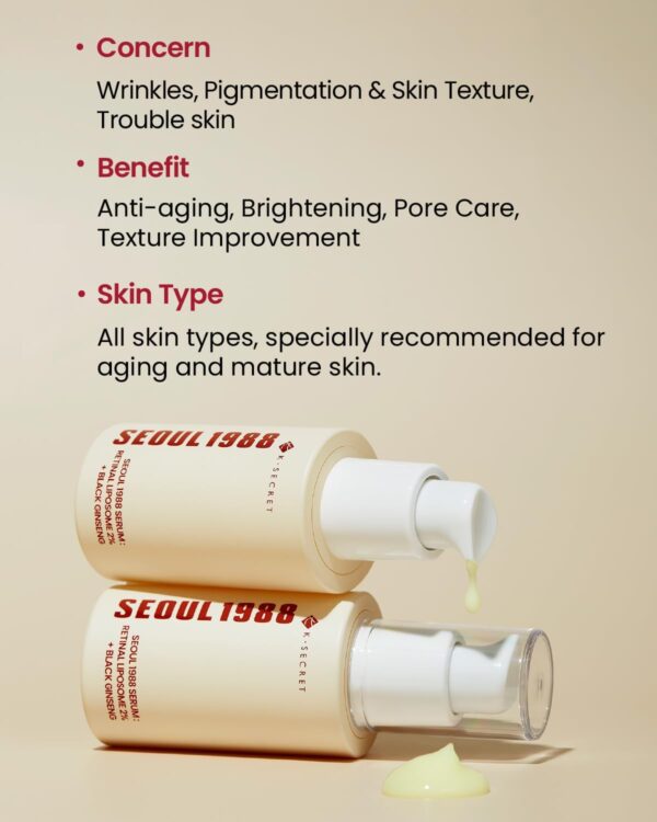 KSECRET SEOUL 1988 Serum  Retinal Liposome 2% + Black Ginseng, 30ml - Image 4