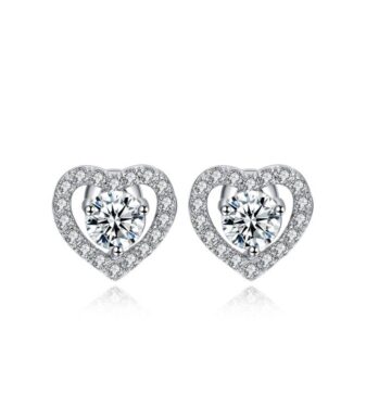 Heart Shaped Stud Earrings Crystal Stone