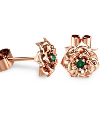 Imitation 14K Rose Gold Emerald Earrings Handmade