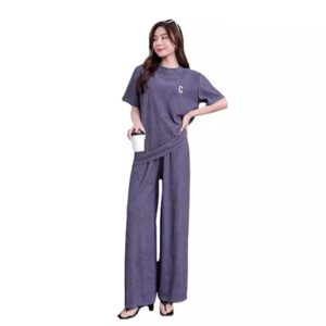 Summer Chic Pleated Embroidery Duo Set