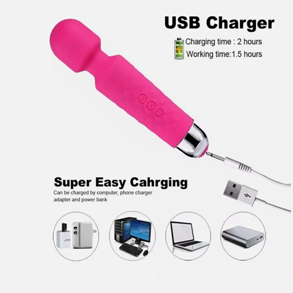 Handheld Massager 20 Speed Wand Vibrating Massager - Image 2
