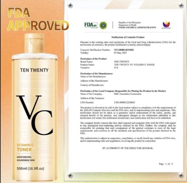 Ten Twenty - VC Vitamin C Toner 500ml - Image 3