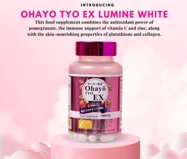 Ohayo Tyo EX Lumine White Glutathione 700mg – 60 Cap - Image 7