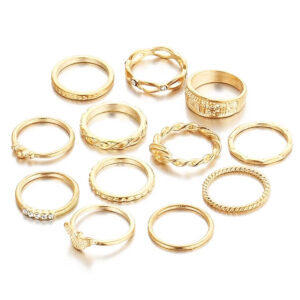 12 PCs Combo Ring Set Gold Plated Knuckle Rings