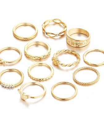 12 PCs Combo Ring Set Gold Plated Knuckle Rings