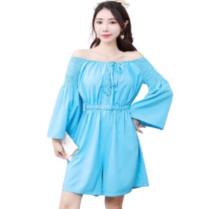 Summer Strapless Neckline Flared Sleeves With Waist Waist Slimming Jumpsuit