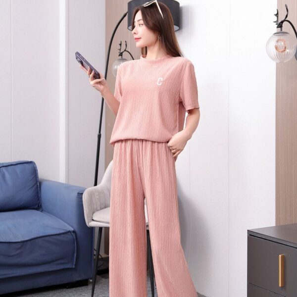 Summer Chic Pleated Embroidery Duo Set - Image 5