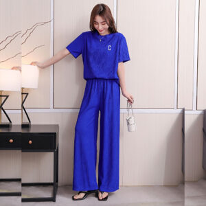 Summer Chic Pleated Embroidery Duo Set