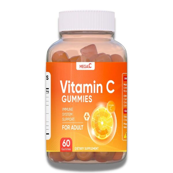 MEGA.C Vitamin C 60 gummies Immunity Boost for Adults & Kids Ascorbic Acid Vegan & Gluten-Free