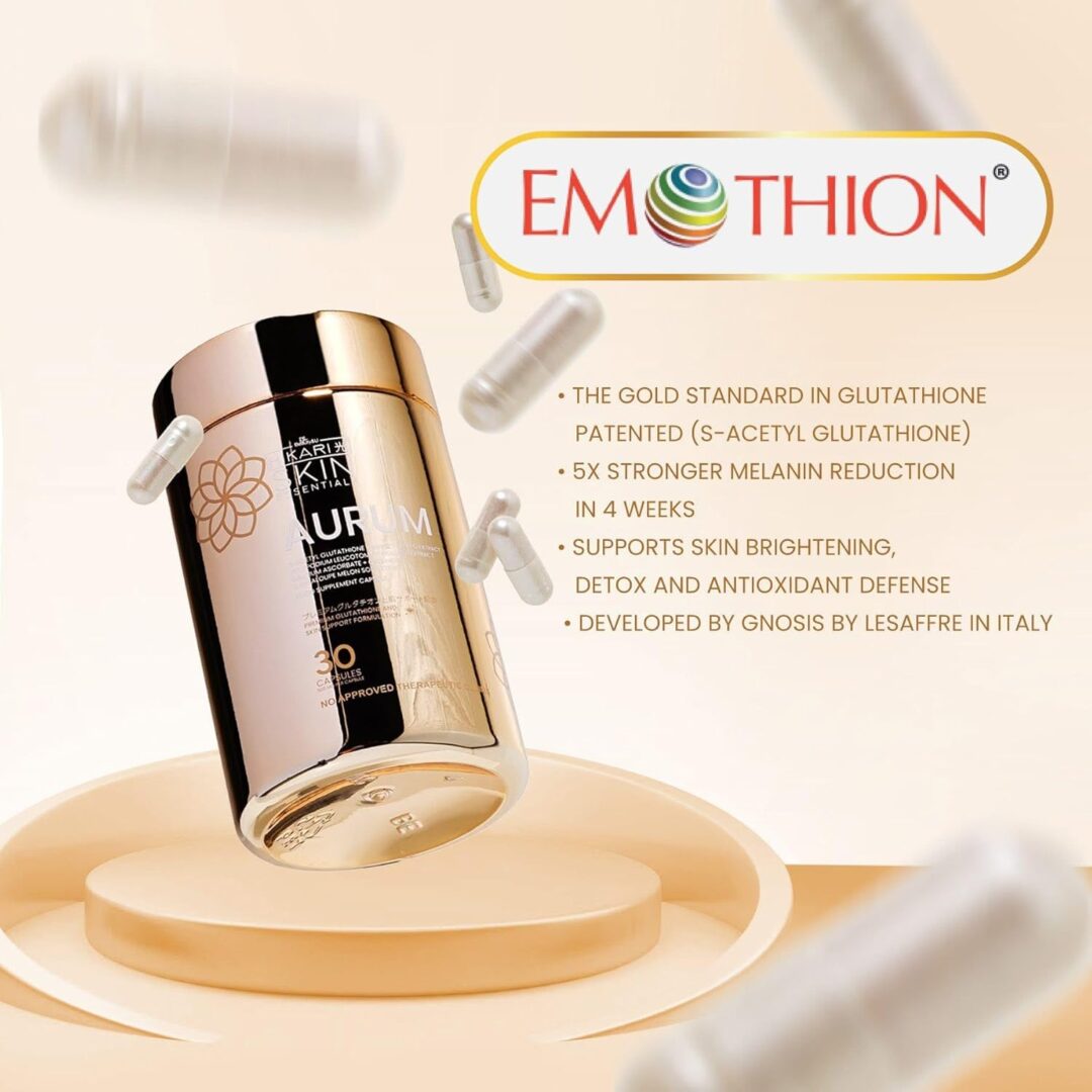 Aurum Hikari Premium Glutathione and Skin Support Formulation, 30 Capsules