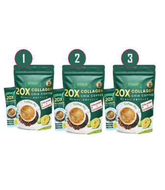 3packs Fitgum 20X Collagen Chia 11 in 1 Shape Coffee Mix - 12g x 10pcs x 3