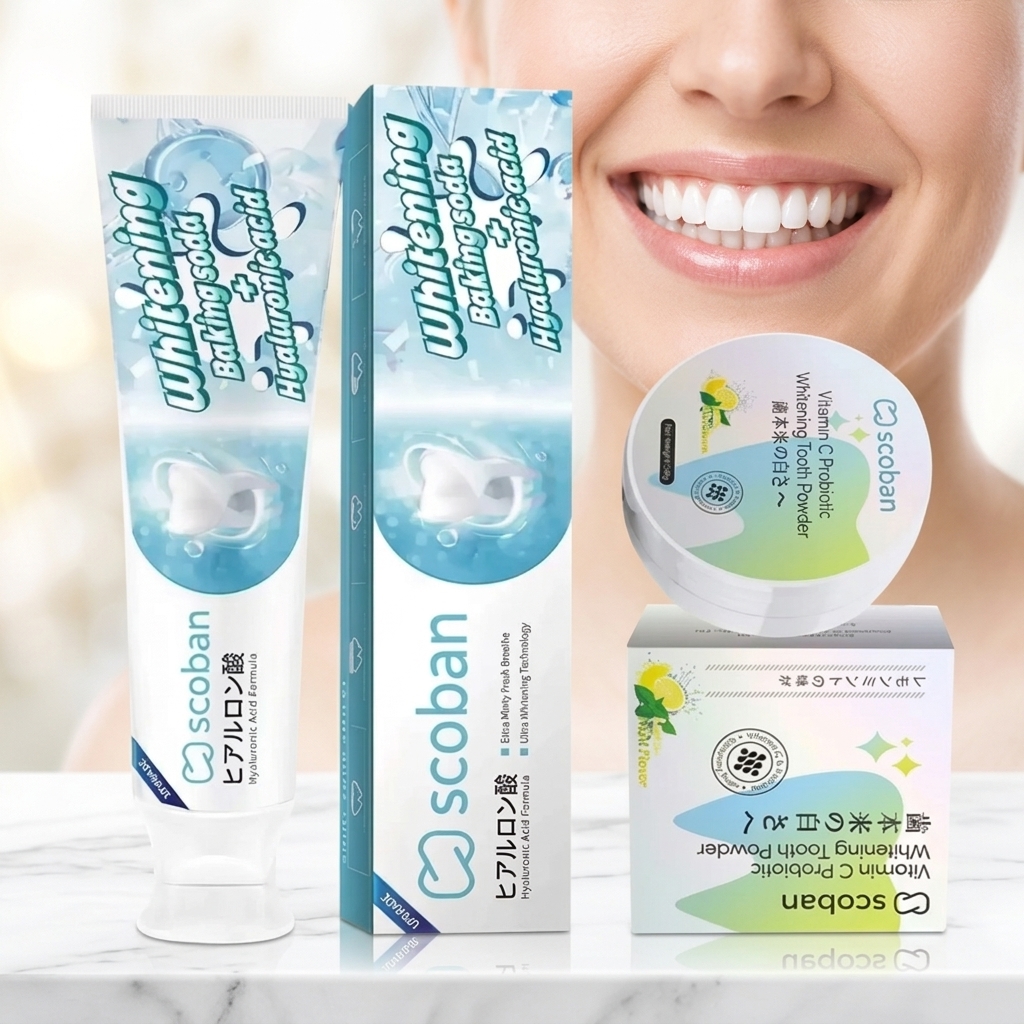 Scoban Whitening Toothpaste + VIT C Probiotic Tooth Powder