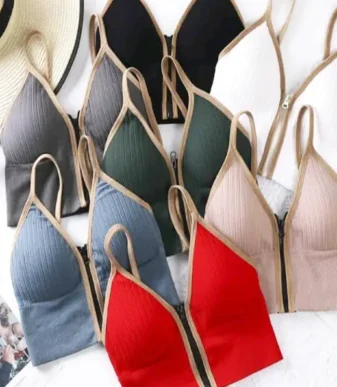 Women's Cotton Crop Tops with Zipper Fly