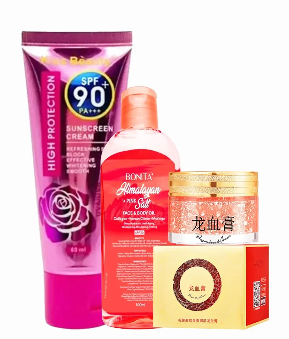 Super Bundle Dragon Blood Cream + Bonita Himalayan Oil + Kiss Beauty Sunscreen