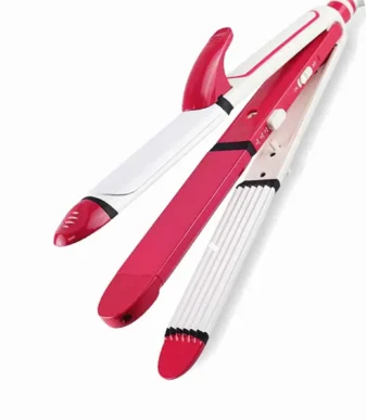 Kemei 3-IN-1 Multi- Function Hair Straightener & Curler