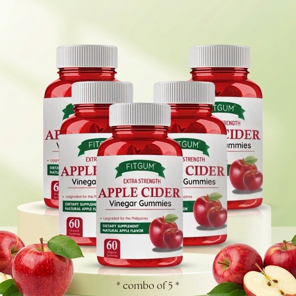 Fitgum Apple Cider Vinegar Gummies 5 x 60 Count – Weight Management & Detox