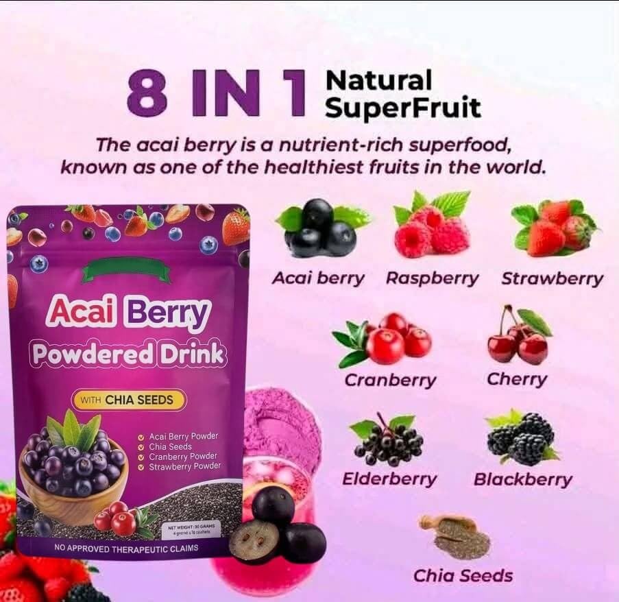 Fitgum Acai Berry Diet Drink & Chia Seeds (3-Pack) – Weight Management Supplement