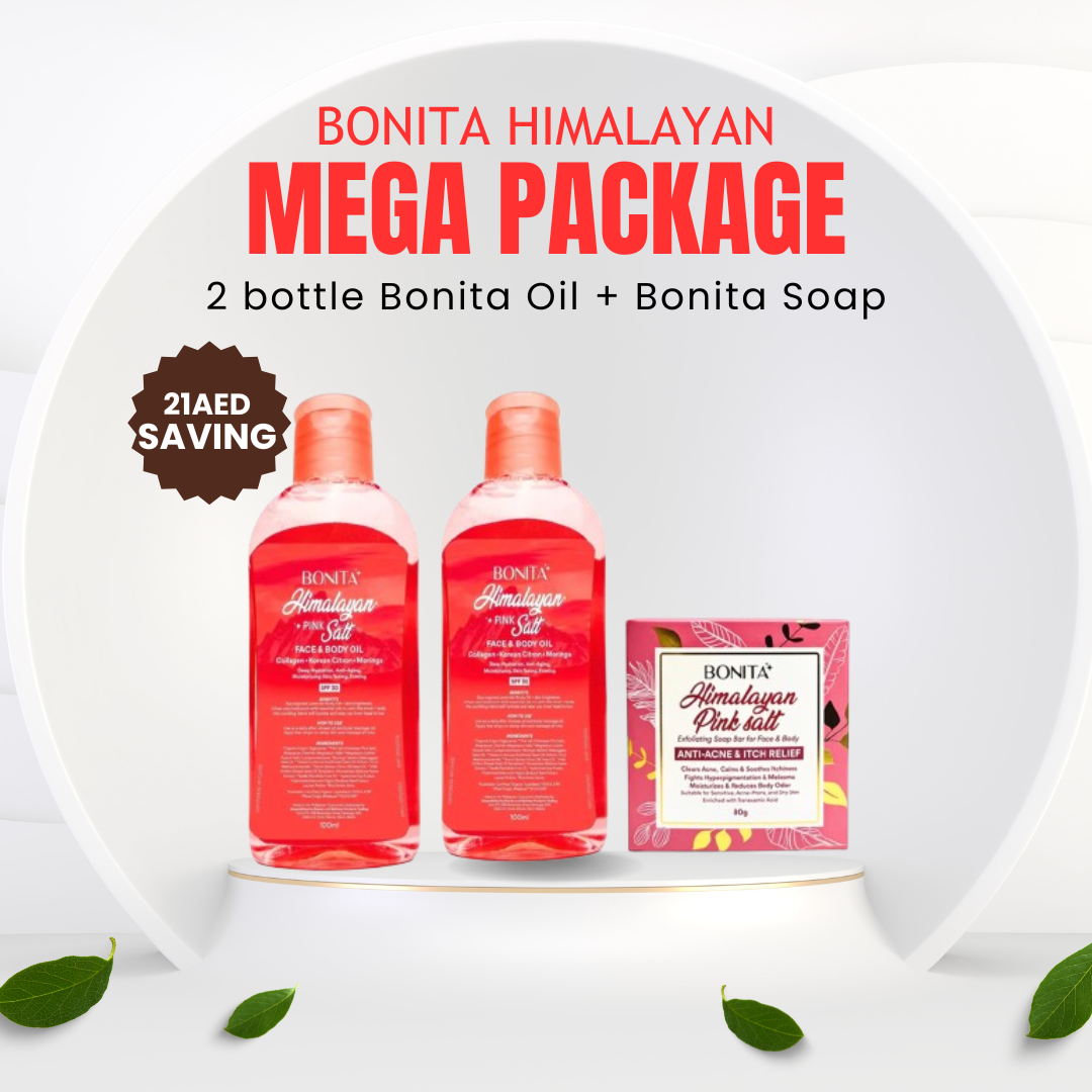 Bonita Himalayan Oil and Soap Mega Pack – natural oil bottle + nourishing soaps, Himalayan skincare bundle, radiant skin hydration