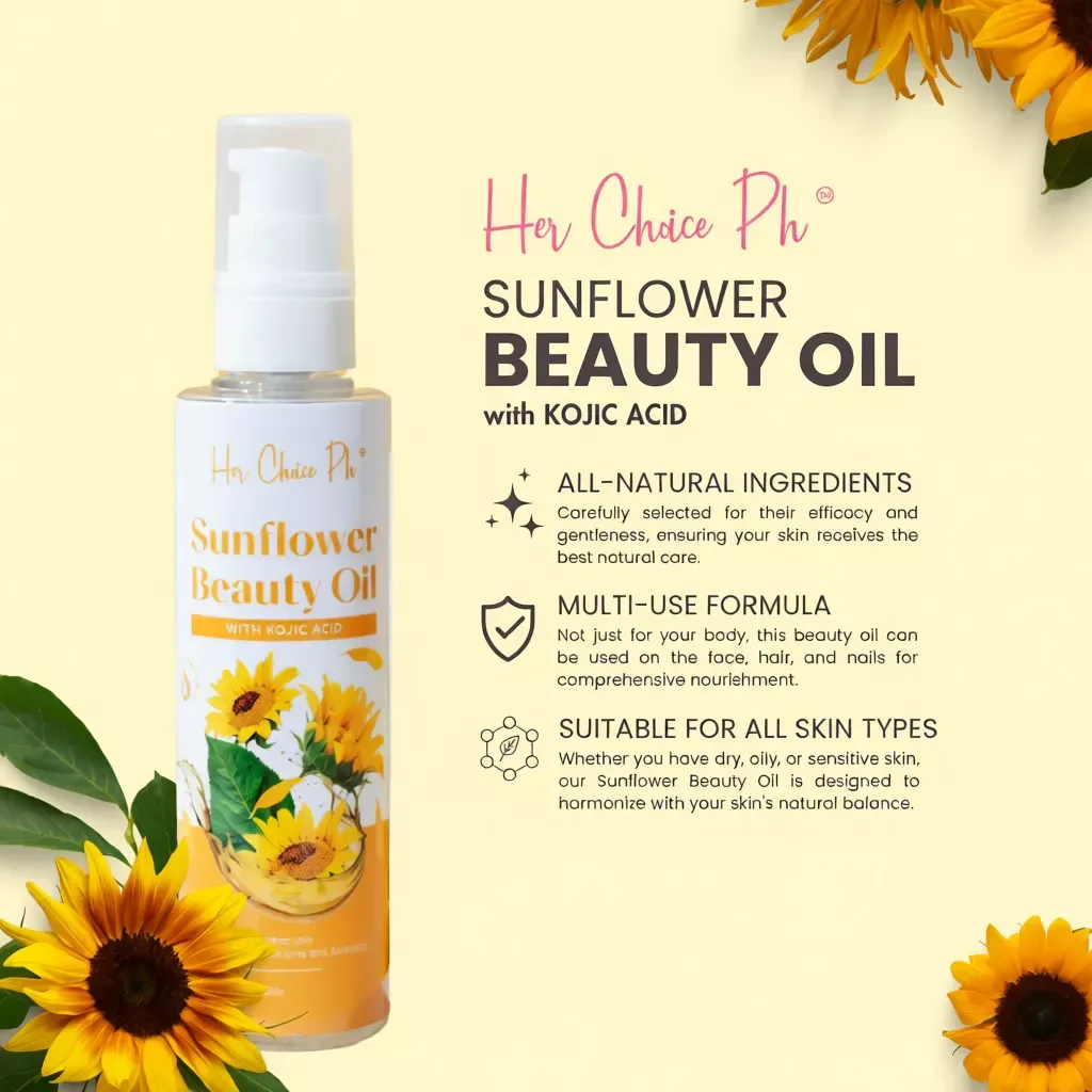 Her Choice PH Sunflower Beauty Oil with Kojic Acid – 100ml