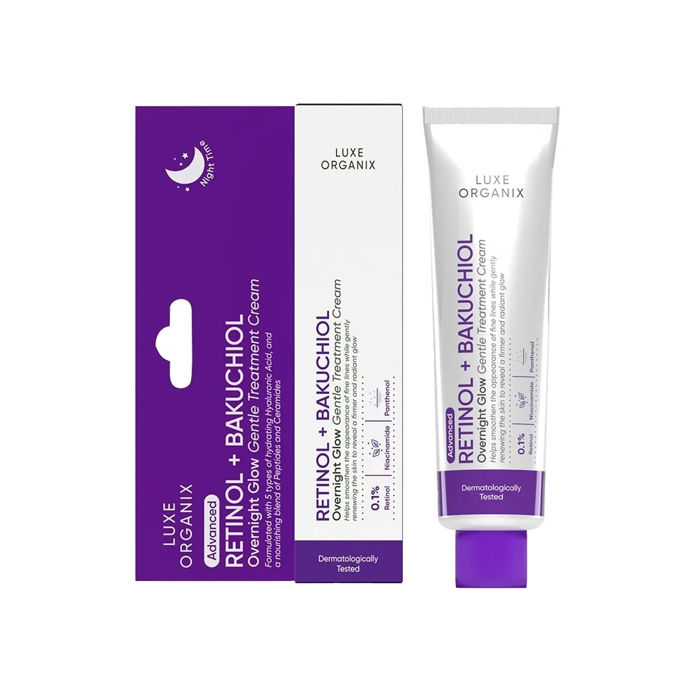 Luxe Organix Retinol Bakuchiol Overnight Glow Gentle Treatment Cream - 30g