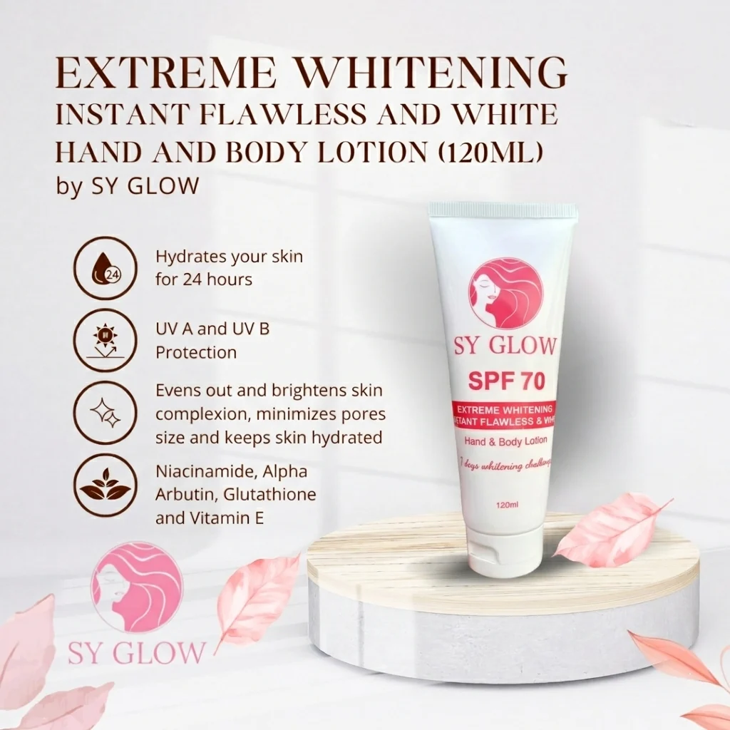 SY Glow Extreme Whitening Hand & Body Lotion SPF 70 – 120ml